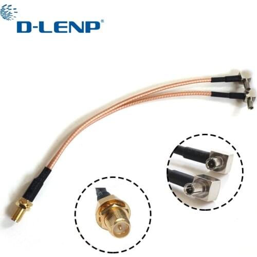 Dlenp RP SMA Female jack To 2-TS9 Male Splitter Combiner RG316 Coaxial Cable 15CM for huawei USB modem