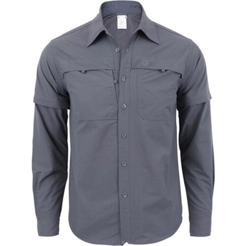 Mens Quick Dry Removable Hunting Shirts Summer Outdoor Detachable Sleeve Army Tactical Camouflage Combat Hiking Climbing Shirts