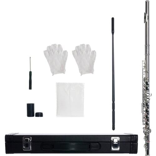 16 Closed Hole C Key Flute Beginner Flute Set with Carrying Case Beginner Students Musical Performance Flute
