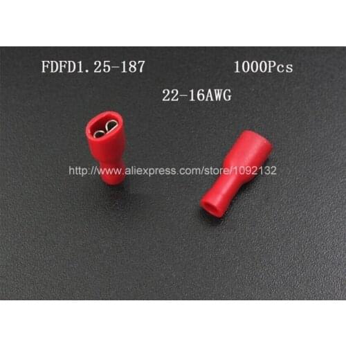 FDFD1.25-187 Female Full-insulating Joint Cold pressed terminals/Cable Connector/Wire Connector 1000PCS/Pack