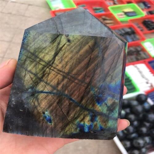 Natural crystal mineral labradorite stone crystal column, moonstone point specimen set pieces