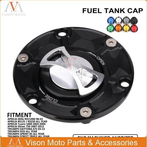 CNC Gas Fuel Tank Cap Cover For APRILIA Mille RS125 RS250 Tuono 1000 RSV1000 Shiver 750 DAYTONA 675 955I SPRINT RS STREET TRIPLE