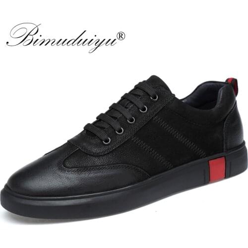 BIMUDUIYU New Men Casual Shoes Brand Quality Genuine Leather Shoes Lace-up Moccasins Soft Breathable Flats Shoes Fashion Sneaker