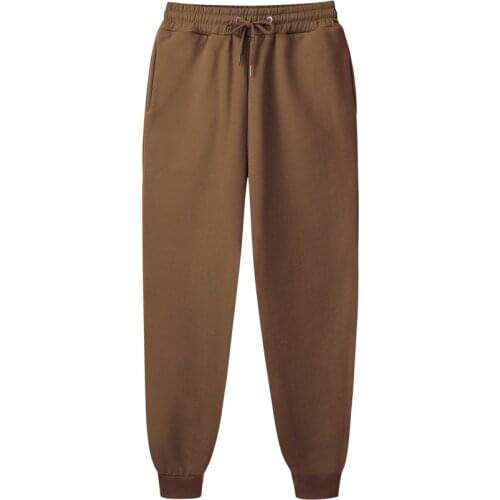 Men Solid Color Brown apricot Harem Pants Fashion Brand Mens High Quality Casual Trousers Male Drawstring Pencil Sweatpants