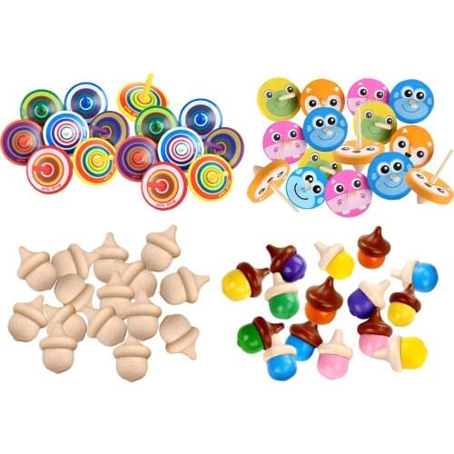 Set of 15 Classic Wooden Spinning Tops Peg-Top Adult Kid Spinning Toy Outdoor Games