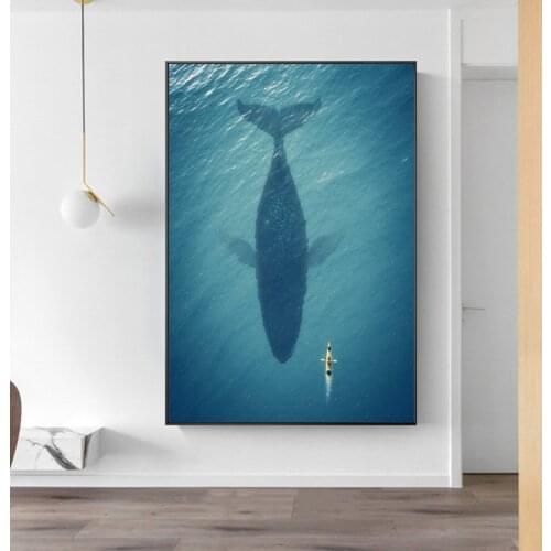 Whale Fish In The Sea Poster Nordic Seascape Canvas Painting Wall Art Animal Pictures For Living Room Modern Home Decoration