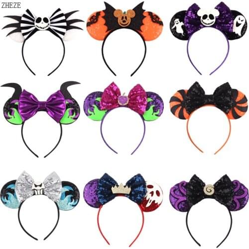 10Pcs Festival Headband Halloween Cosplay Women Girls 3.3" Mouse Ears Hairband Handmade DIY Hair Accessories Headwear Wholesale