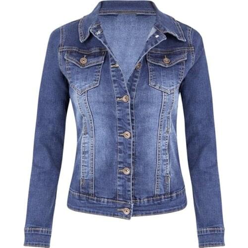 Plus Size Clothes Short Denim Jackets Women Autumn Wash Long Sleeve Vintage Casual Jean Coat Lady Harajuku Japanese Goth Racer