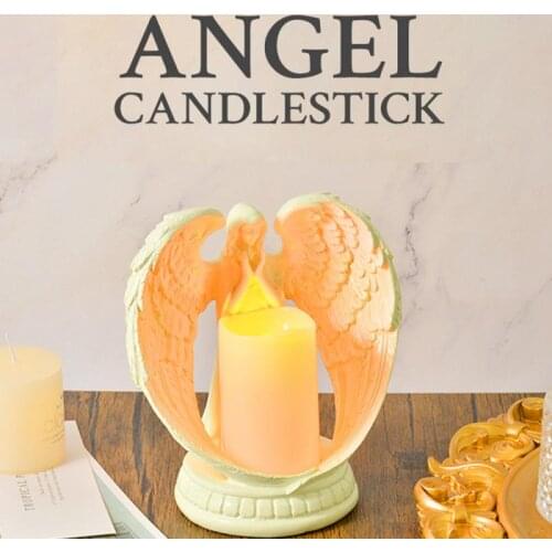 Nordic Resin Angel Figurines Electronic Candlestick Crafts Home Ornament Decoration Angel Candle Holder statue Craft Wedding Gif