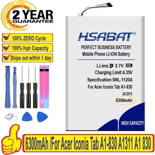 Top Brand 100% New 6300mAh A1311 Battery for Acer Iconia Tab A1-830 A1311 A1 830 A1830 Tablets PC Batteries