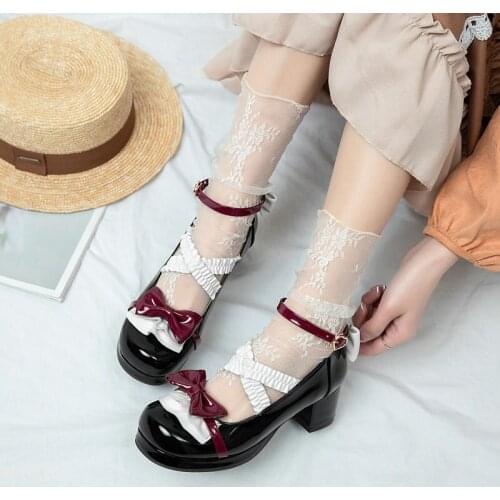 Girls Lolita Shoes Women Mary Janes Shoes Platform Woman Flats Round Toe Ladies Shoes Black Cospaly Anime Footwear
