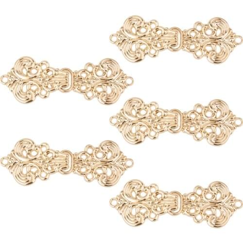 5 Pairs Vintage Moire Clip Retro Metal Buckle Sweater Hanfu Cheongsam Clasp Fasteners Pin Brooch Flower Cape For Clothing Decor