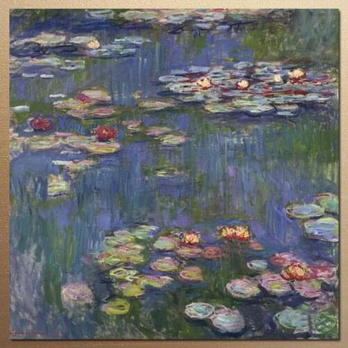 Handmade oil painting reproduction of Claude Monet High quality Water Lilies c. Living room decor