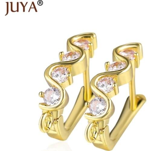 3 Pairs Copper Zircon Rhinestone Crystal Earrings Clasps & Hooks Accessories Hoop Earrings Findings for DIY Jewelry Making