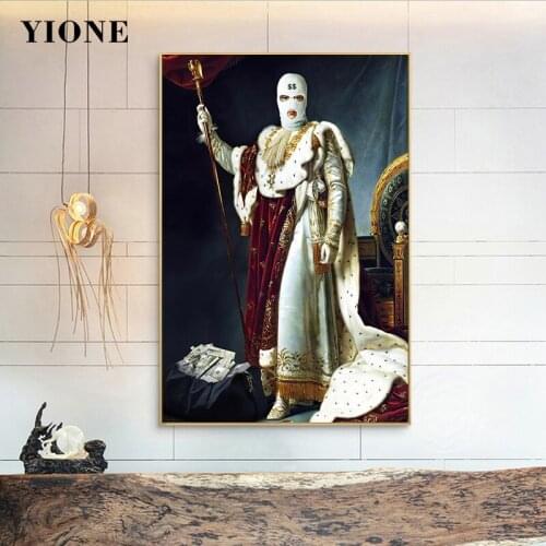 Masked Woman Man Canvas Art Posters and Prints Vintage Portrait King Flower Painter Street Kiss Wall Picture Decoration Painting