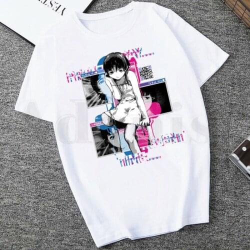High Quality Serial Experiments Lain Japan Anime Short Sleeve Female Tops Tees Harajuku VintageT Shirts Womens T-shirt