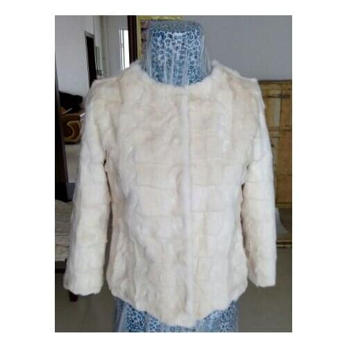 Real Piece Mink Fur Coat Jacket round neck collar new Winter Women Fur Outerwear Coats Clothing
