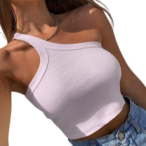 Womens Wrapped Vest, Sleeveless Tops, Ribbed Casual Party Tummy Control Sports Summer Slant Strap Clothes
