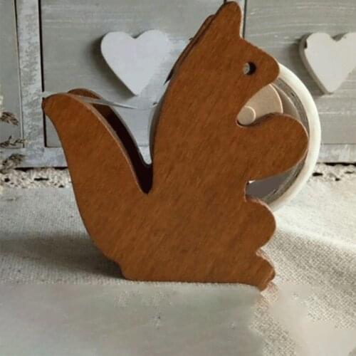 1pcs Creative Wood Squirrels Shaped Tape Dispenser Album Tape Cutter Office Adhesive Desk Tape Holder Eco-Friendly Rack