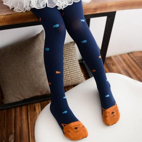 1pc Random Color Girls Pantyhose Cartoon Cat Fish Print Children Tights for Girl Kids Pantyhose Ballet Dance Girls Stocking