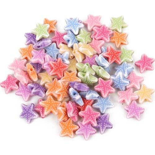 100pcs/lot Mixed Starfish Acrylic Bead Charm Loose Spacer Beads For Jewelry Making DIY Needlework Bracelet Accessories