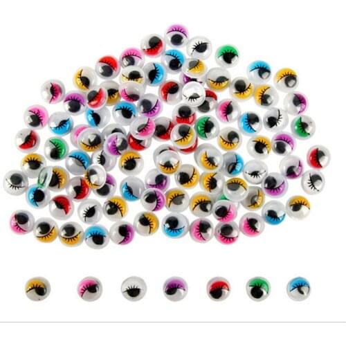 100PCS Eyelashes Wiggly Wobbly Googly Doll Eyes Scrapbooking Crafts Mix Color