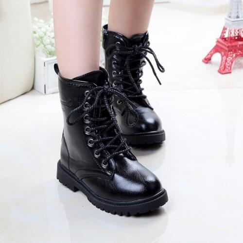 2020 4-16 Years Winter Teenagers Big Girls Fashion Boots Kids Boys Riding,Equestrian Children Shoe Black Martin Leather Boots