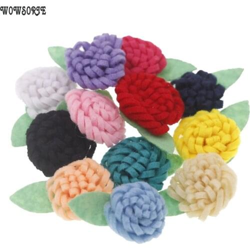 4.5cm mini baby Cotton Flower Green Leaf DIY Hair Flower Accessory without headband No Hairclips Hair Accessories 20pcs/lot