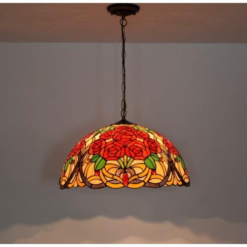 50cm American Retro Rose Wedding Red Lighting European-Style Living Room Dining Room Bedroom Glass Chandelier