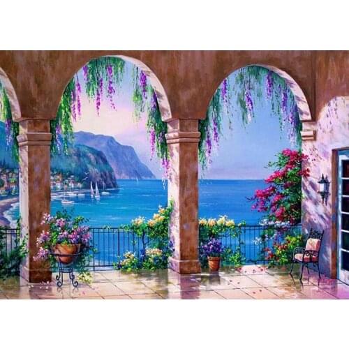 5D DIY Diamond painting Full Square Round Drill Seaside Garden Rhinestone cross stitch kits handmade embroider Crafts for child
