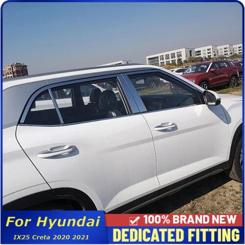 Car Door Side Window Center Pillar Cover Trims Strips Auto Accessories For Hyundai IX25 Creta 2020 2021