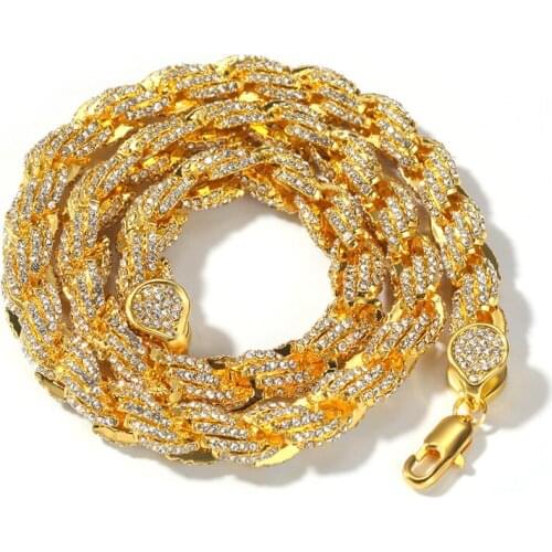 9mm Iced Out Diamond Rope Chain Bracelet Micro Paved CZ Custom Silver Gold Men Women Hip Hop Jewelry Chain Necklaces