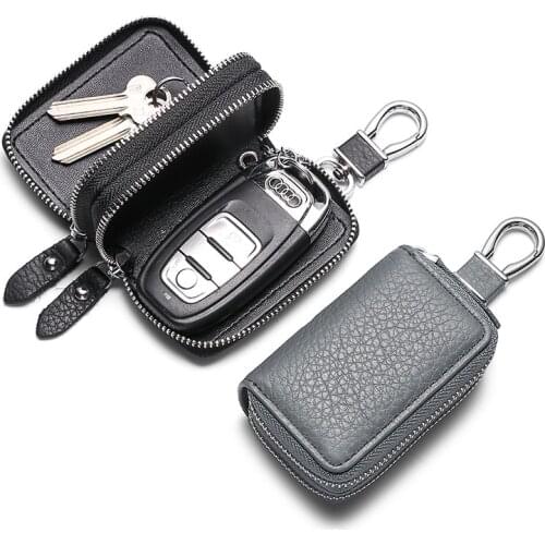Genuine Leather Car Key Case Head Cowhide Double Layer Coin Purse Men Women Bags 2021 New