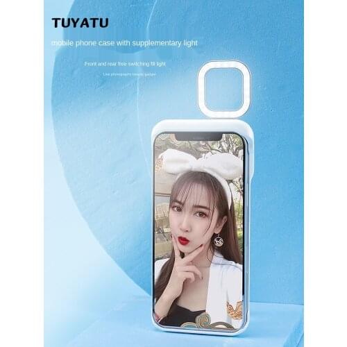 For Iphone 11 12 pro max x xs xr max 6 7 8 plus Ring Flashing Beauty LED Halo Mobile Phone Case Light Selfie