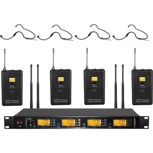 Four Channel UHF wireless headset microphone system for teachers