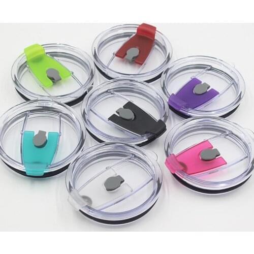 20/30oz Colorful Plastic Cup Cover For Yeti Splash Spill Proof Lid Car Coffee Sealing Transparent Straw Cup Lid Accessories