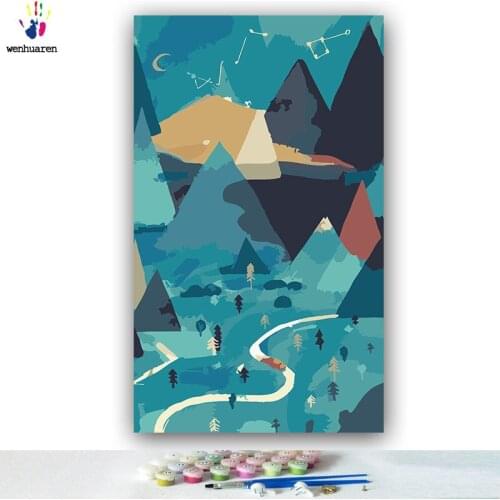 DIY colorings pictures by numbers with colors Angled mountain rhombus picture drawing painting by numbers framed Home