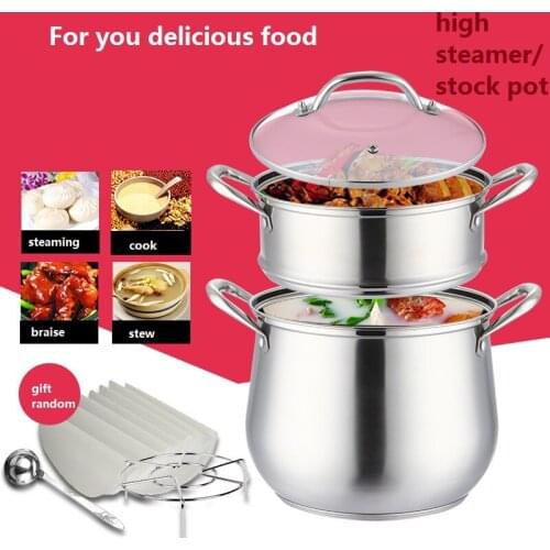 Double Boilers Steamer steamer pots 2 layer stainless steel thickening stew pot stock pot multifunction inox cooking pot