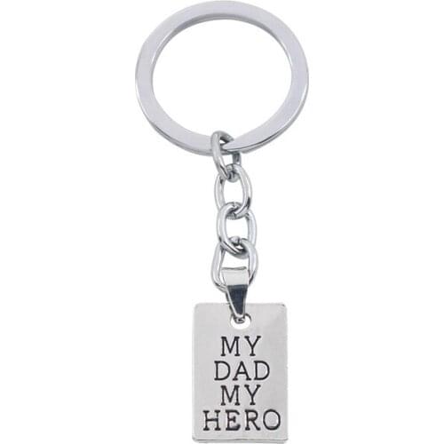 HUMANO FINO Fashion Trendy Plated My Dad My Hero Keychain For Men Fatherday Gift Punk Accessories Jewelry