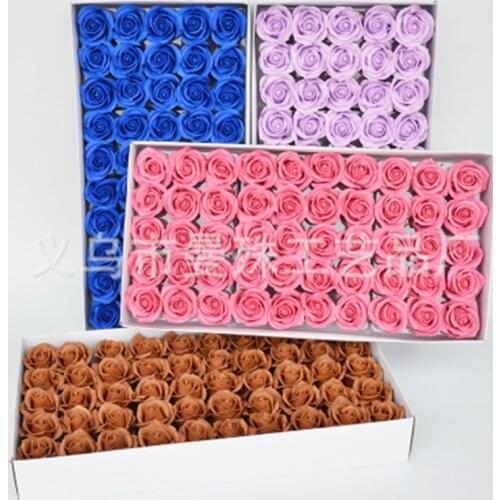 50PCS Artificial Flower Cold Beauty Rose Soap Flower Head Soap Flower Big Flower Head Fake Flower Bouquet Making