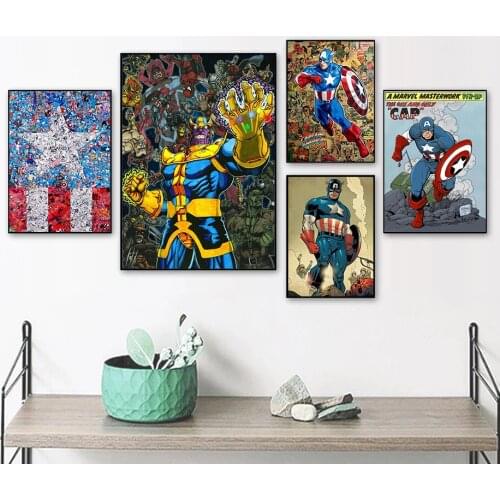 Canvas Painting Marvel Movie Avenger Superhero Iron Man Captain America Poster Print Wall Art Picture for Living Home Decoration
