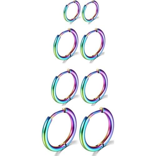 Stainless Steel Circle Hoop Earrings For Women Girls Black Gold Silver Color Round Geometry Earrings Simple Jewelry