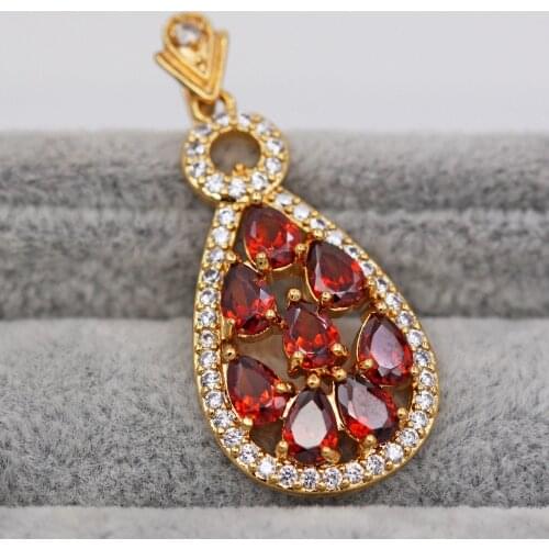 Fashion Pendant for Womens Gold Filled Waterdrop green red Zirconia Necklace Pendant Fashion Wedding Jewelry accessories Gift