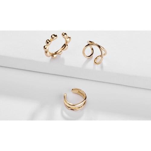 LUNA CHIAO Trendy Popular Fashion Ear Cuff Set-3 pieces Copper Metal cuff Earrings for Women