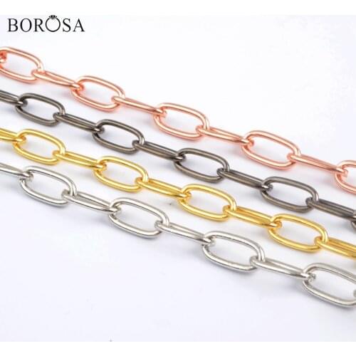 Minimalism Gold/Rose Gold/Silver Color Clasp Link Chain for Pendant Necklace Hot Geometric Long Chain Jewelry Accessories PJ467