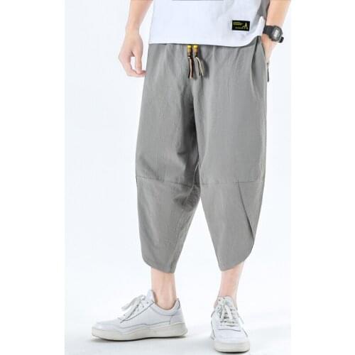 Men Pants Mens Wide Crotch Harem Pants Loose Large Cropped Trousers Wide-legged Bloomers Bermuda Masculina Male Pants