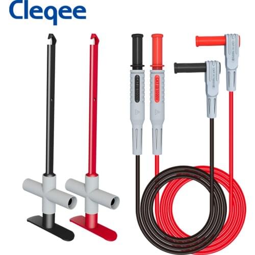 4PCS Multimeter Puncture Hook Test Lead Kit 4mm Banana Plug Heavy Duty Safety Puncture Probe for Electrical Testing Red Black