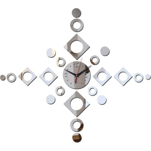 New hot mirror wall clock watch diy Needle 3d clocks quartz acrylic home decoration modern abstract watch stickers