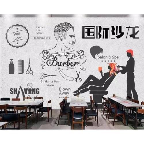 Beibehang wallpaper for walls 3 d Brick wallpaper black and white international salon photo wallpaper hairdressing tooling wall
