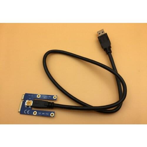 New Mini PCI-E PCI Express Riser Card PCIe 1x to 16x Slot Conveter Adapter 60cm USB 3.0 Data Cable for BTC Miner Mining Machine